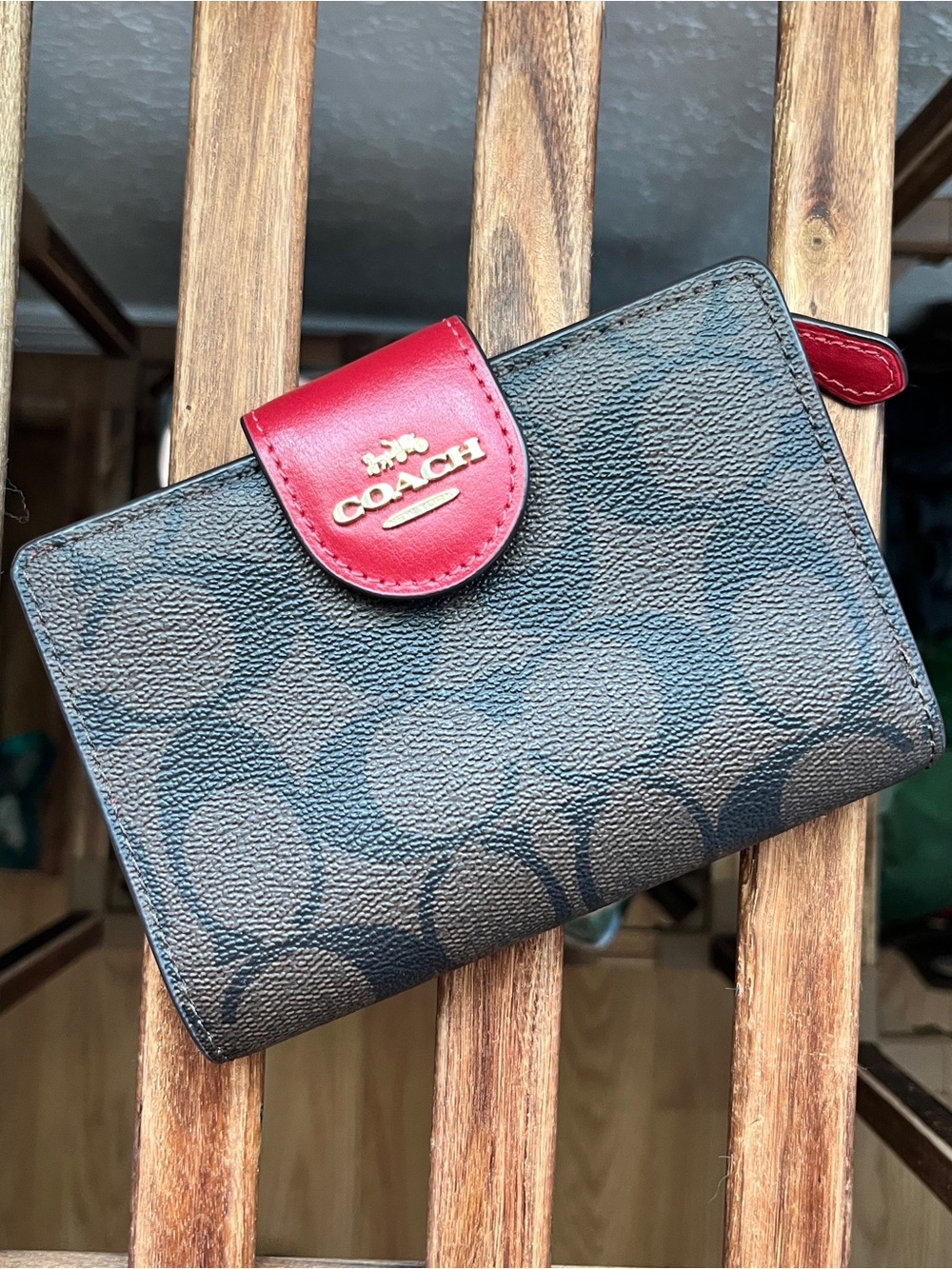 Coach Medium Corner Zip Wallet In Signature Canvas